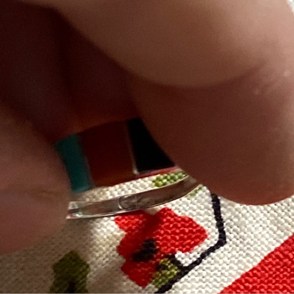 Multi Stone Inlayed Sterling Silver signed GK - Picture 3 of 3